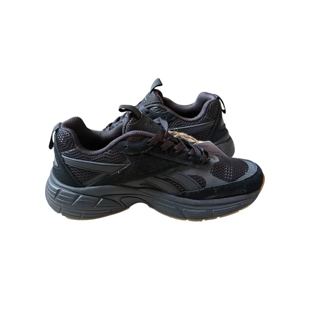 Reebok Chaos Running Shoes Mens 8 Black Suede Mesh Sneakers NWT